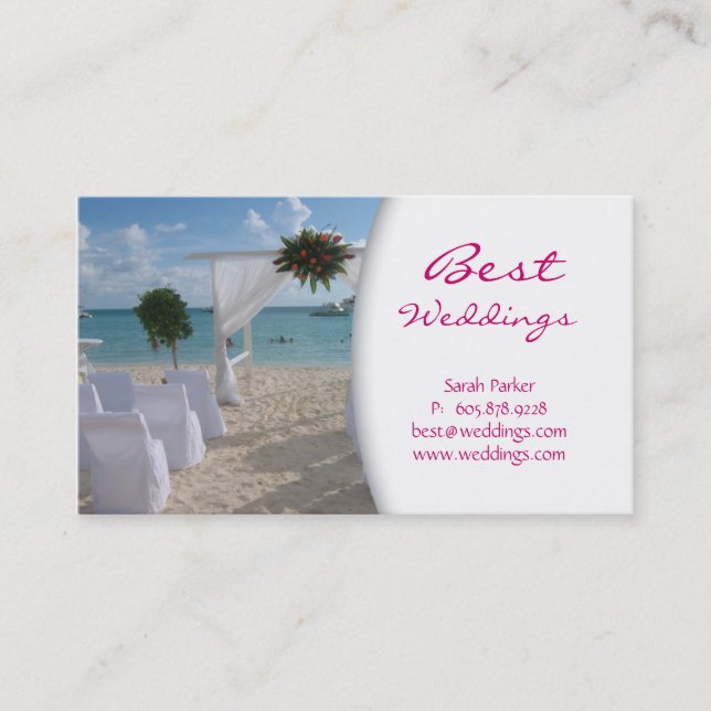 Plage de carte de visite de wedding planner (Devant)