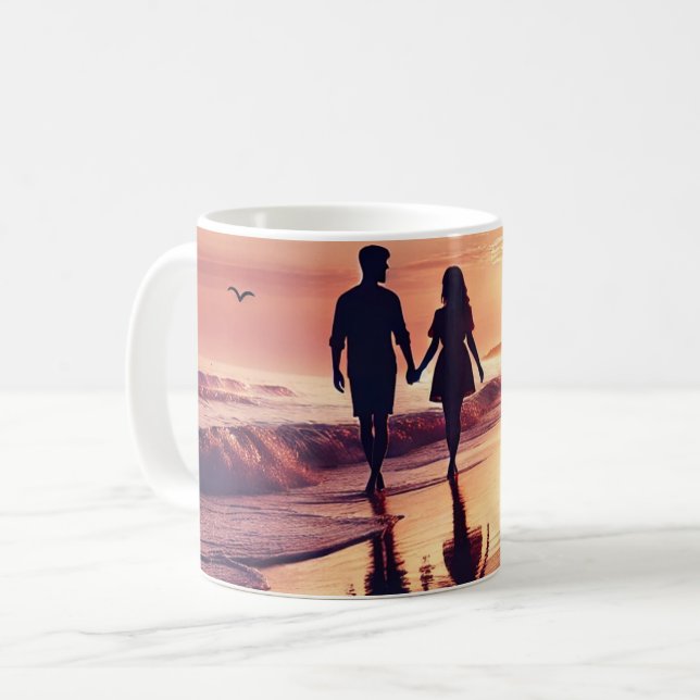 Plage de coucher de soleil de Mug romantique -Mug  (Devant gauche)
