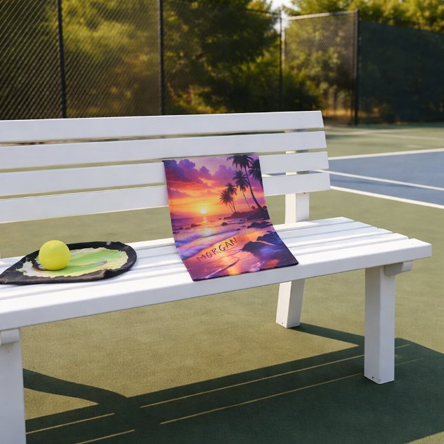 Plage de coucher de soleil tropicale customisée -  (Créateur téléchargé)