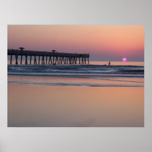 Plage de Jacksonville, affiche de lever de soleil