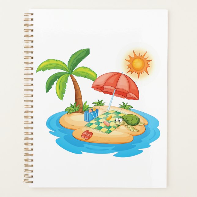 Plage de l'île tropicale Tortue Palmier Pique-niqu (Devant)