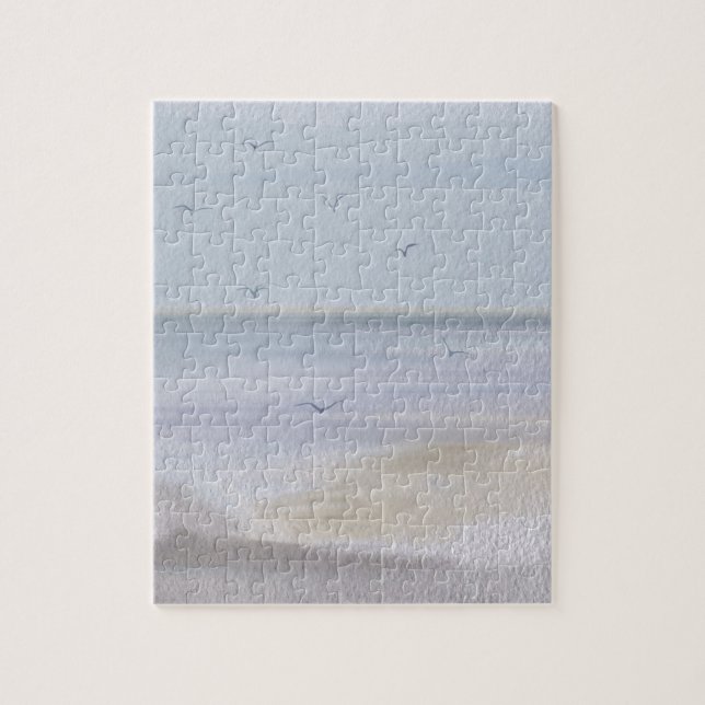 Plage de rivage côtière aquarelle Puzzle (Vertical)