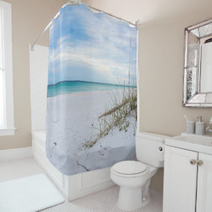 Plage de sable blanc Oats de mer Rideau de douche 