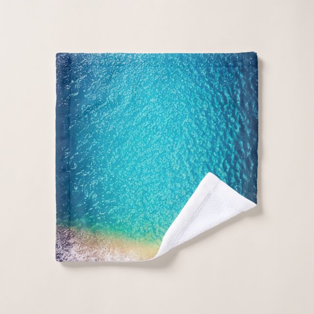 plage de sable bleu orange (Gant de toilette)