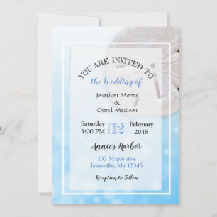 Plage de sable Dollar Thème Mariage Invitations