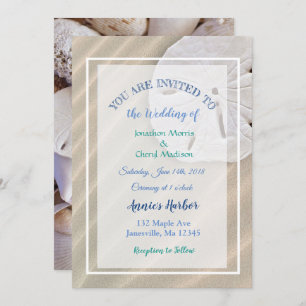Plage de sable Dollar Thème Mariage Invitations