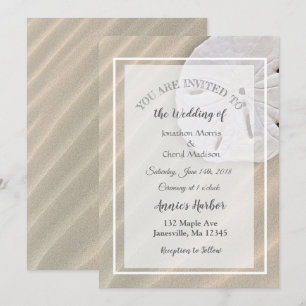Plage de sable Dollar Thème Mariage Invitations