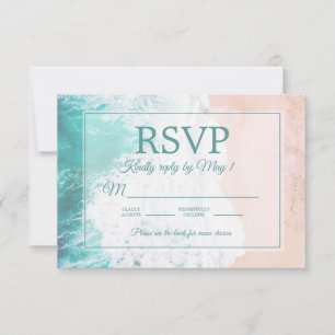 Plage de sable océanique sarcelle Mariage RSVP #1