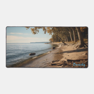 Plage de sable personnalisée avec Arbres Desk Mat