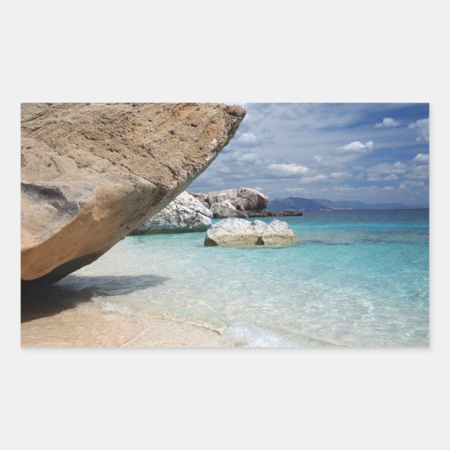 Plage de Sardaigne avec gros rochers autocollant r (Devant)