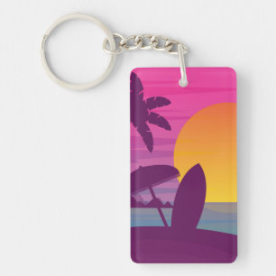 Plage de surf de coucher de soleil violet