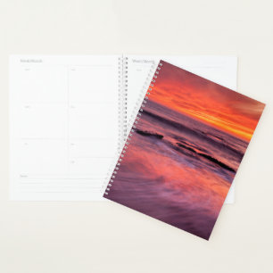 Plage de Windansea, coucher de soleil rouge