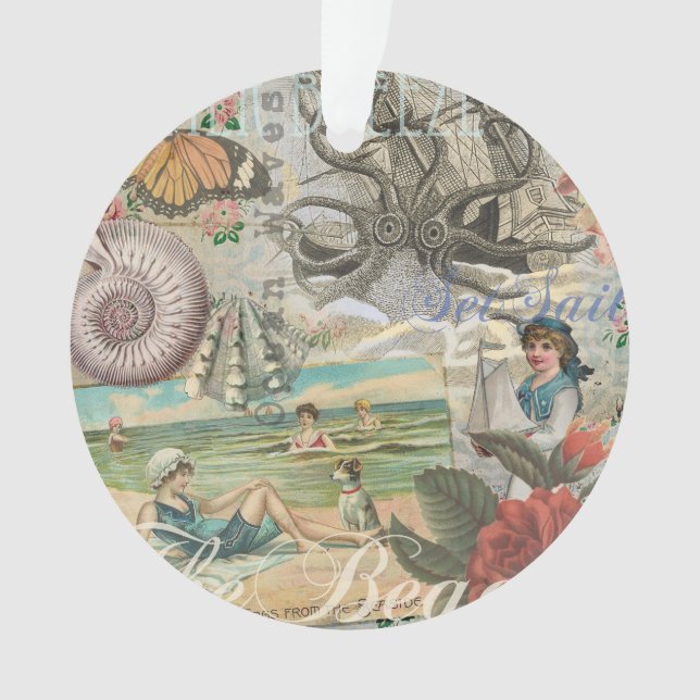 plage d'été poulpe vintage antique voile (devant)