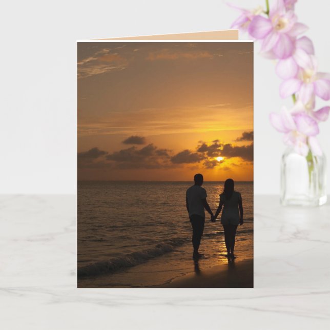 PLAGE D'OCÉAN ROMANTIQUE AIME VOUS TENIR CARTE MAI (Orchidée)