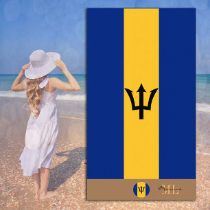 Plage Drapeau de la Barbade & monogrammed / serviette de