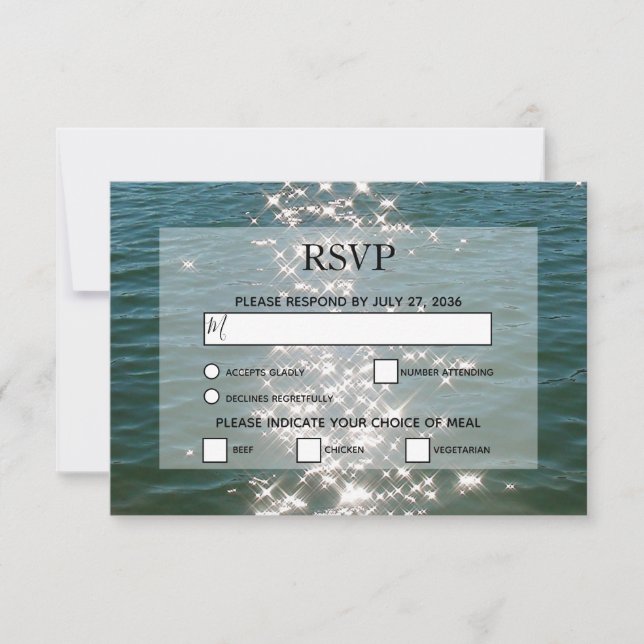 Plage Eau de Mer Éclats Mariage Cartes RSVP (Devant)