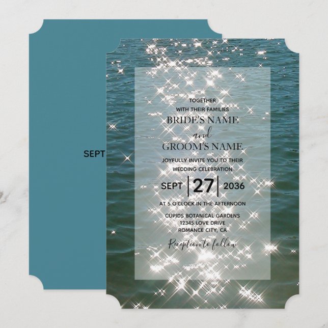 Plage Eau de Mer Éclats Mariage Invitations (Devant / Derrière)