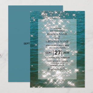 Plage Eau de Mer Éclats Mariage Invitations