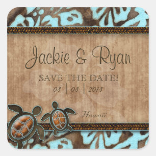 Plage Économisez Date Mariage Stickers Tortues
