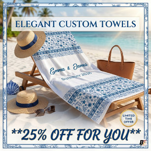 Plage Élégante serviette de vacances personnalisée S chi