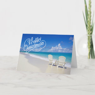 Plage ensoleillée avec 2 chaises Carte de Noël