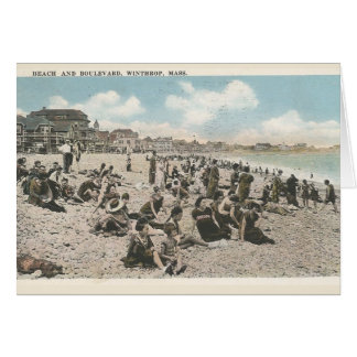 Plage et Boulevad, Winthrop, MA carte postale vint