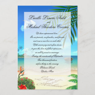 Plage exotique Mariage "Faux Vellum" Invitation