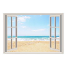 Plage Fake Window Accueil Bureau Poster Décor