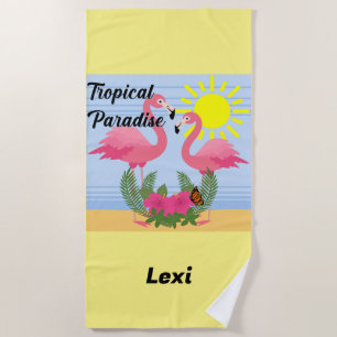 Plage Flamant rose rose Tropical Paradise - Serviette de