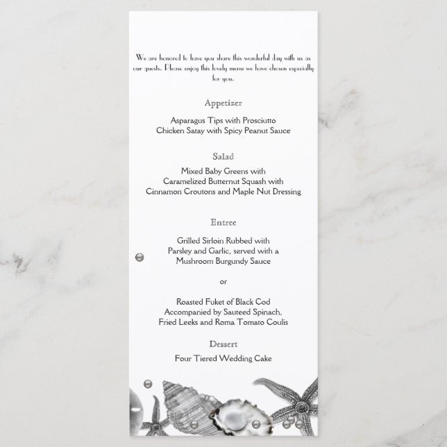 Plage glamour dans le menu Mariage argenté (Devant)
