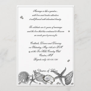 Plage Glamour dans une invitation pour les 25 ans 