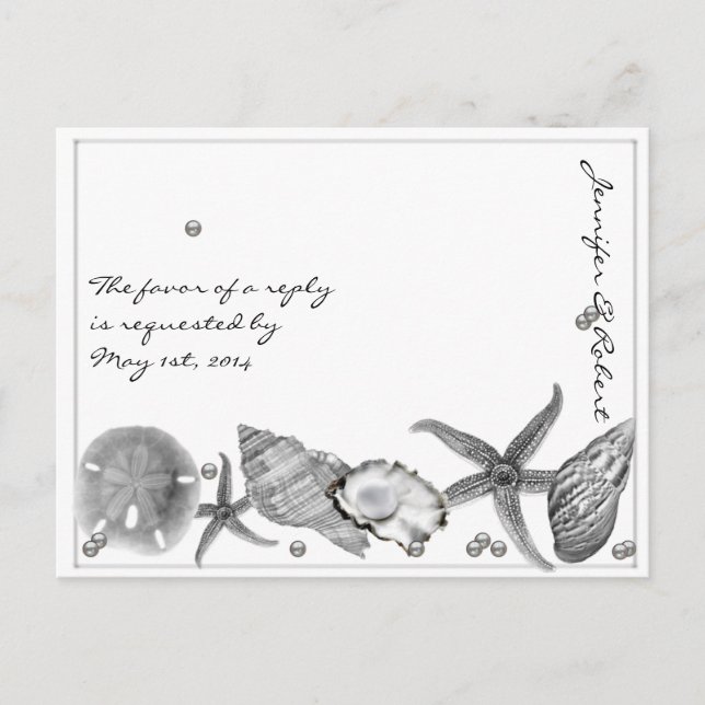 Plage glamour en argent carte postale RSVP (Devant)