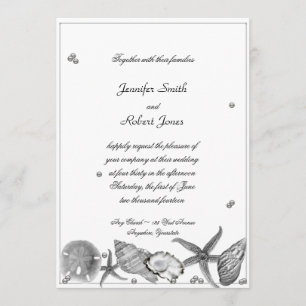 Plage glamour en Faire-part de mariage d'argent