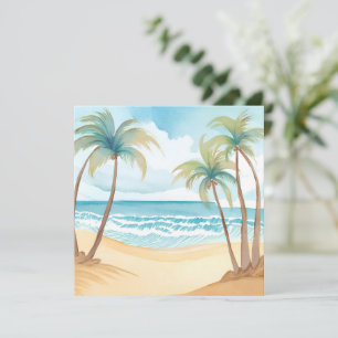 Plage Hawaïenne   Carte Tropicale aux Palmiers
