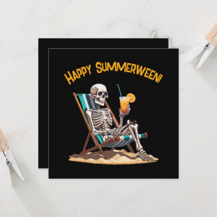 Plage Lounge Skeleton Carte de voeux Halloween