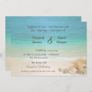 Plage Mariage Coquillages Invitation