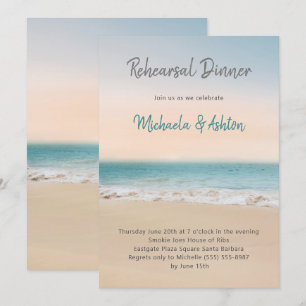 Plage Mariage de la répétition Dîner Invitation