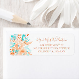 Plage mariage floral aquarelle corail turquoise ch