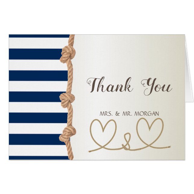 Plage Mariage Marine Rope, Coeurs, Stripes (Devant Horizontal)