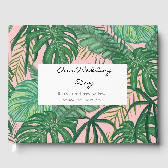 Plage Mariage Palm Tropical Feuille Livre d'invité (Recto)