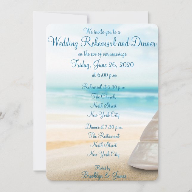 Plage Mariage Répétition Dîner Invitations (Devant)