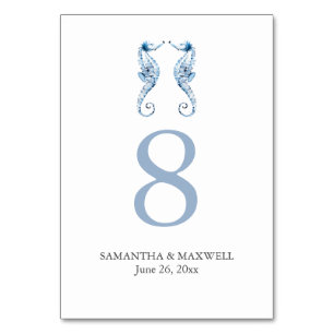 Plage Mariage Table Numéro Cartes Chevaux de mer