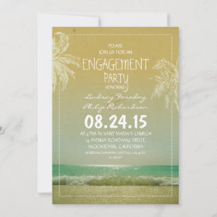 plage mer vagues & palmiers fiançailles invitation