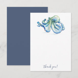 Plage Merci Cartes Bleu Aquarelle Octopus