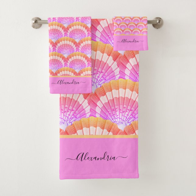 Plage moderne Peach Tropical Seashell Shell Beach  (En situation)