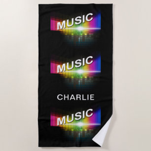 Plage Musique Illustration nom personnalisé serviette de