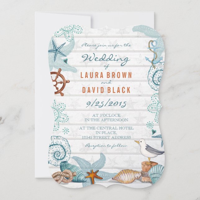Plage nautique | FAIRE-PART DE MARIAGE (Dos)