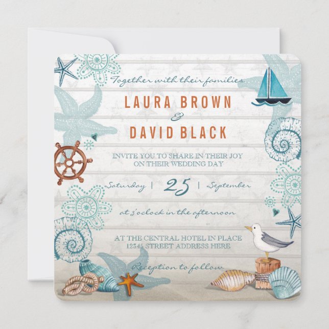 Plage nautique | FAIRE-PART DE MARIAGE (Dos)