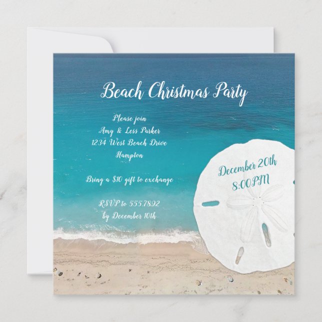 Plage Noël Nouvel An Fête Invitation (Devant)