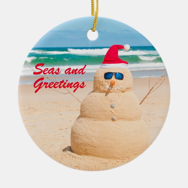 Plage Noël Ornement de Noël Snowman (Devant)